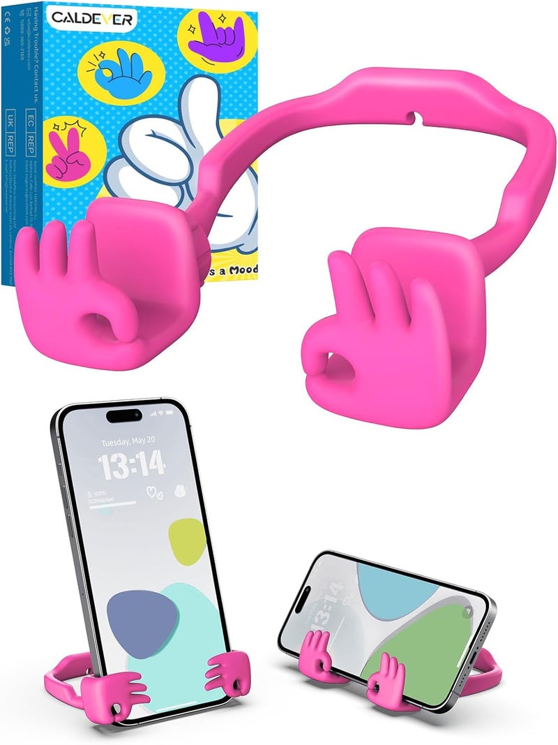 CALDEVER Valentines Day Gifts for Teens Girls Her Women Adults Cell Phone Stand: OK Gesture Phone Holder for Desk Funny Gifts for Kids Teenage Daughter Wife Mom Girlfriend Gadgets Trendy Stuff Ideas Hot Pink - Image 1